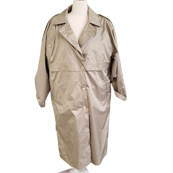 EUC Vintage Peter Daniels women's gold metallic oversized trenchcoat, 14 no belt - Picture 1 of 12